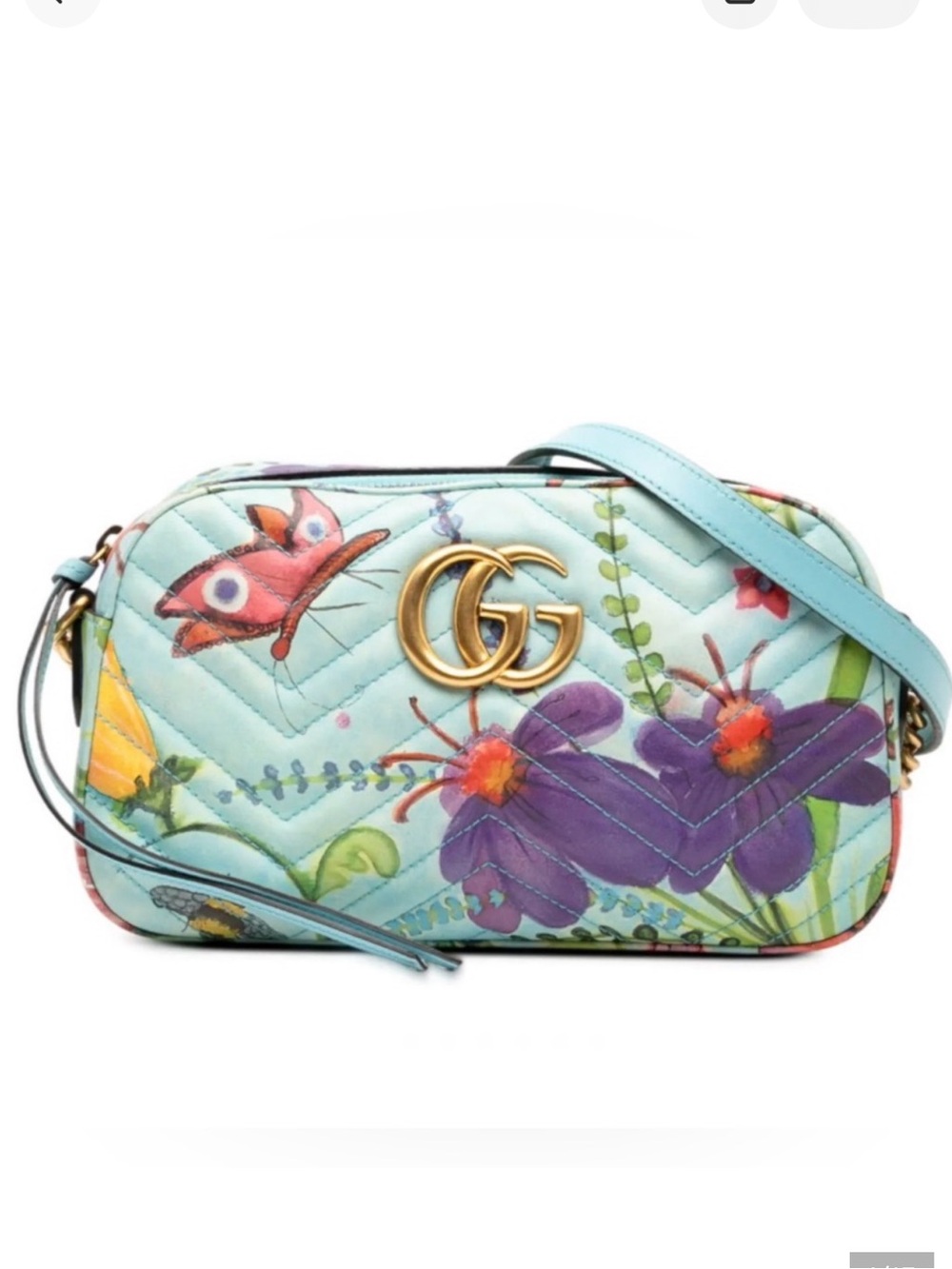 Gucci x Unskilled Worker GG Marmont Matelasse Calfskin Flora Crossbody